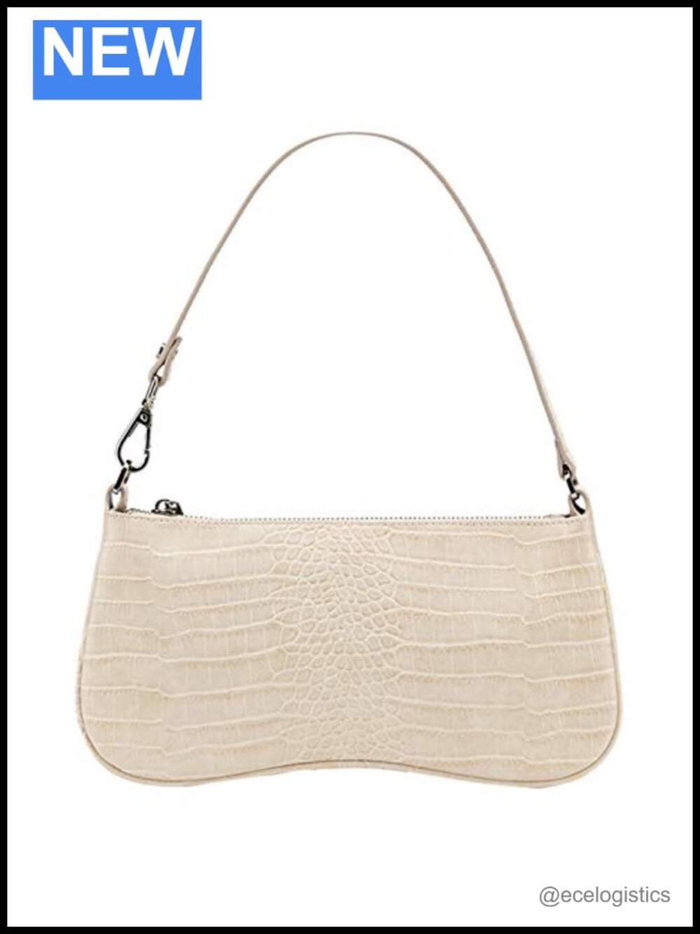 Vegan Leather Shoulder Bag Zip Closure Small Handbag